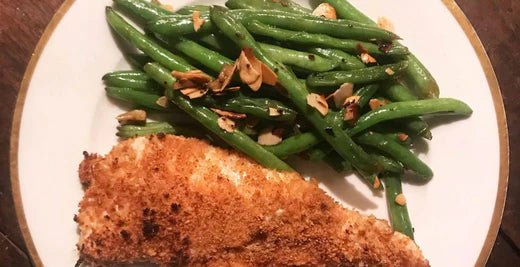 BAKED BREADCRUMB CHICKEN & BEANS