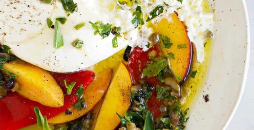 PEPPERS, NECTARINES & BURRATA