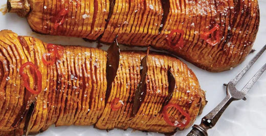 HASSELBACK BUTTERNUT SQUASH WITH BAY LEAVES